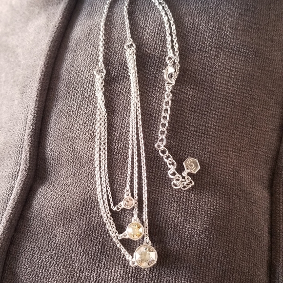 Touchstone Crystal by Swarovski Necklace. 3 cystal stones & Silver. Gorgeous! - Picture 5 of 6